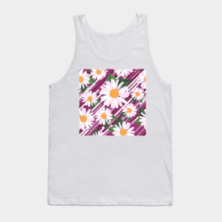 Beautifull Daisy Flower And Diagonal Line Tank Top